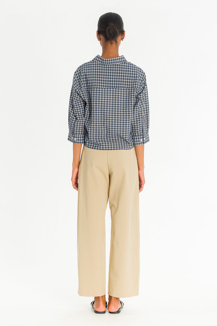 Ellen Check Crop Shirt, Navy