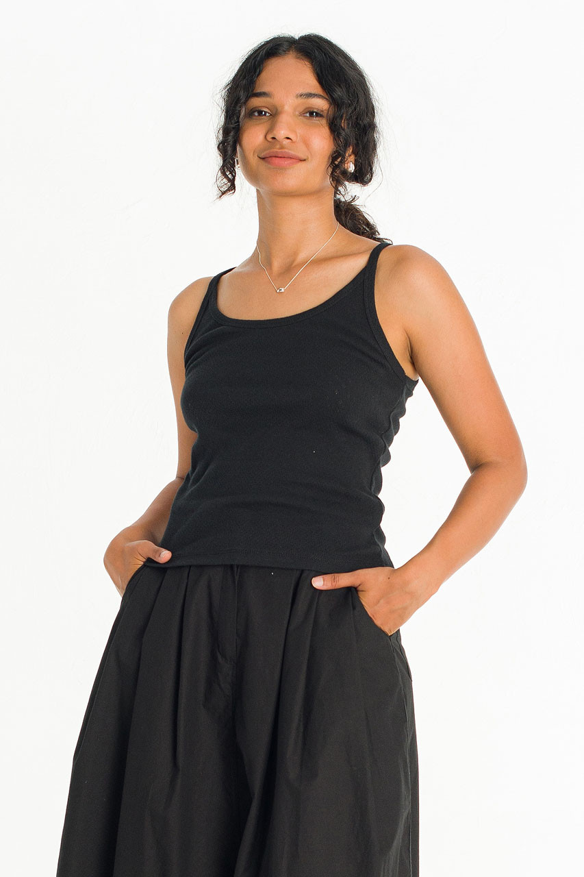 Eyelet Sleeveless Tee, Black