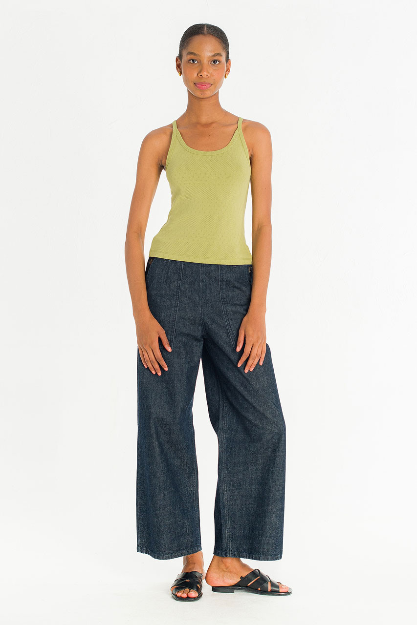 Eyelet Sleeveless Tee, Lime