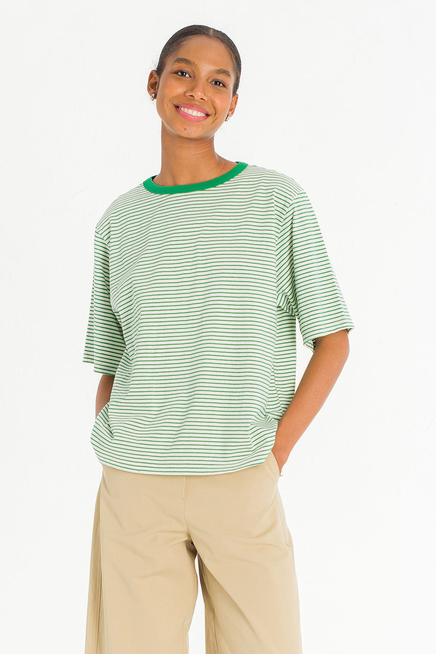 Block Stripe Loose Tee, Green