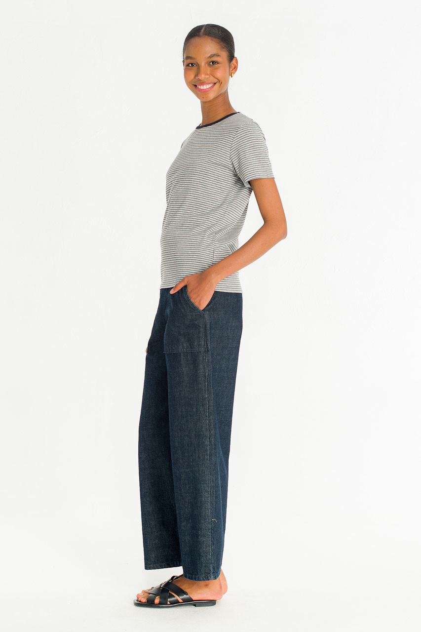 Mian Stripe Tee, Grey/Navy