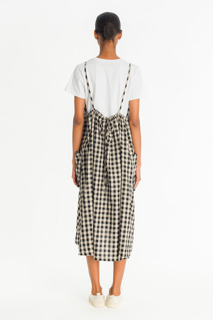 Bloom Gingham Slip Dress , Black