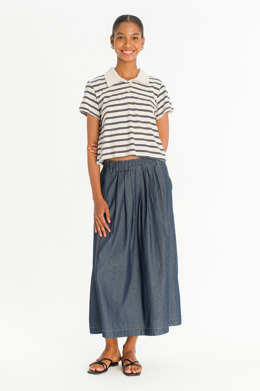 Mini Stripe Polo Tee, Ivory