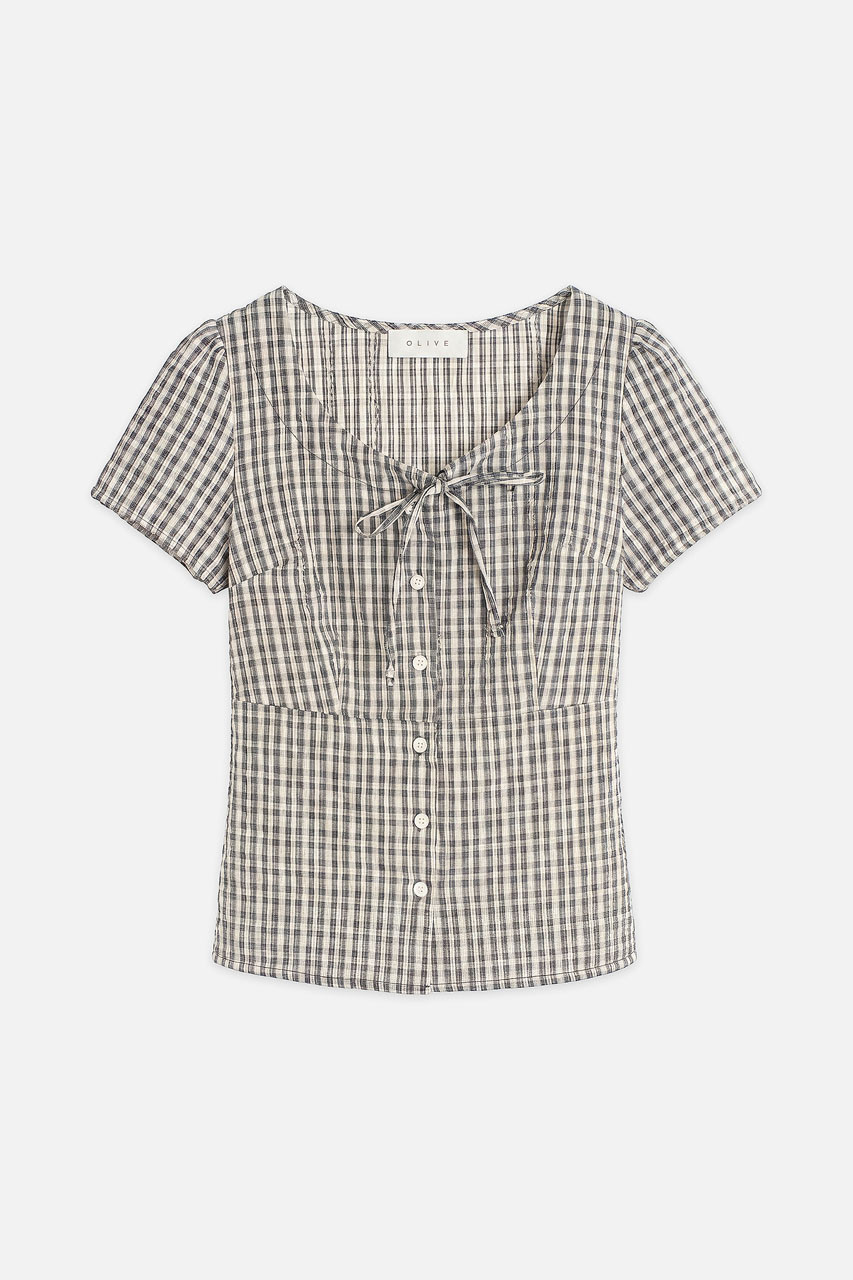 Capri Check Blouse, Ivory