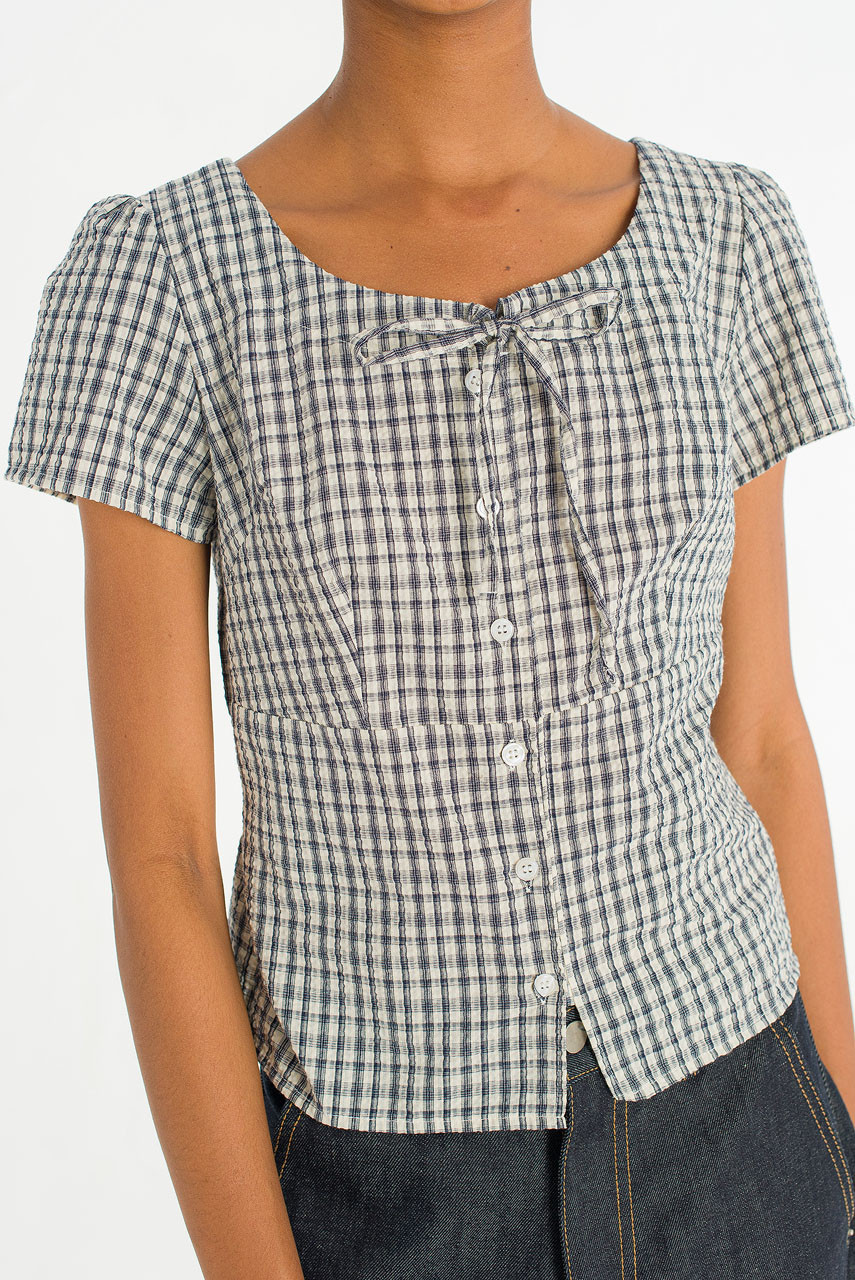 Capri Check Blouse, Ivory