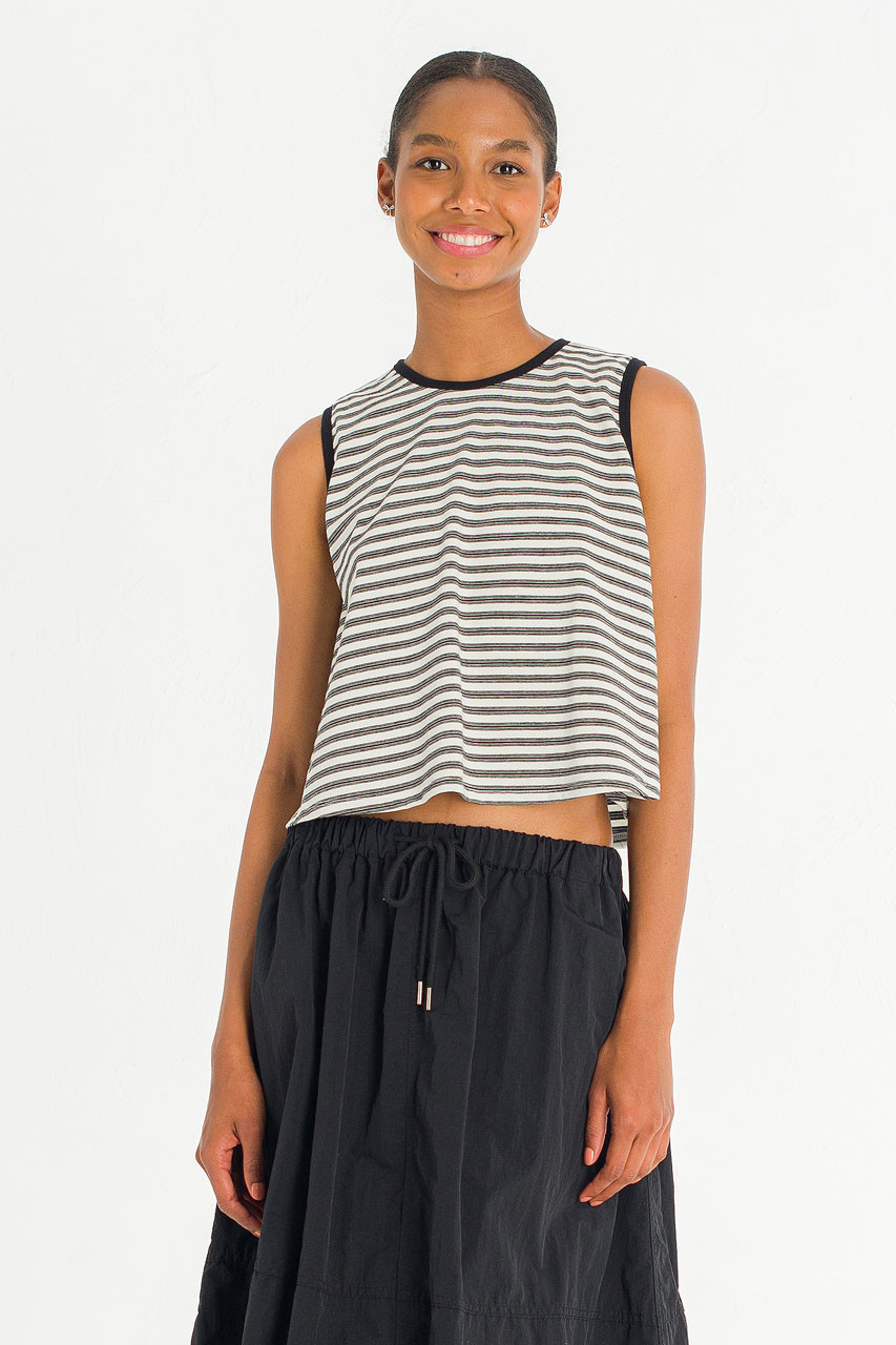 Contrast Colour Stripe Tee, Black