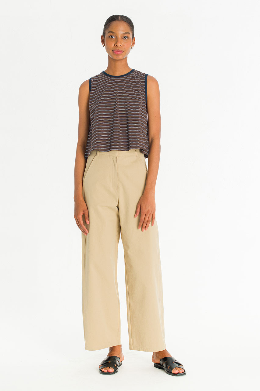 Contrast Colour Stripe Tee, Brown