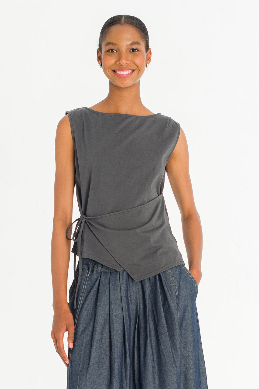 Wrap Style Tee, Charcoal