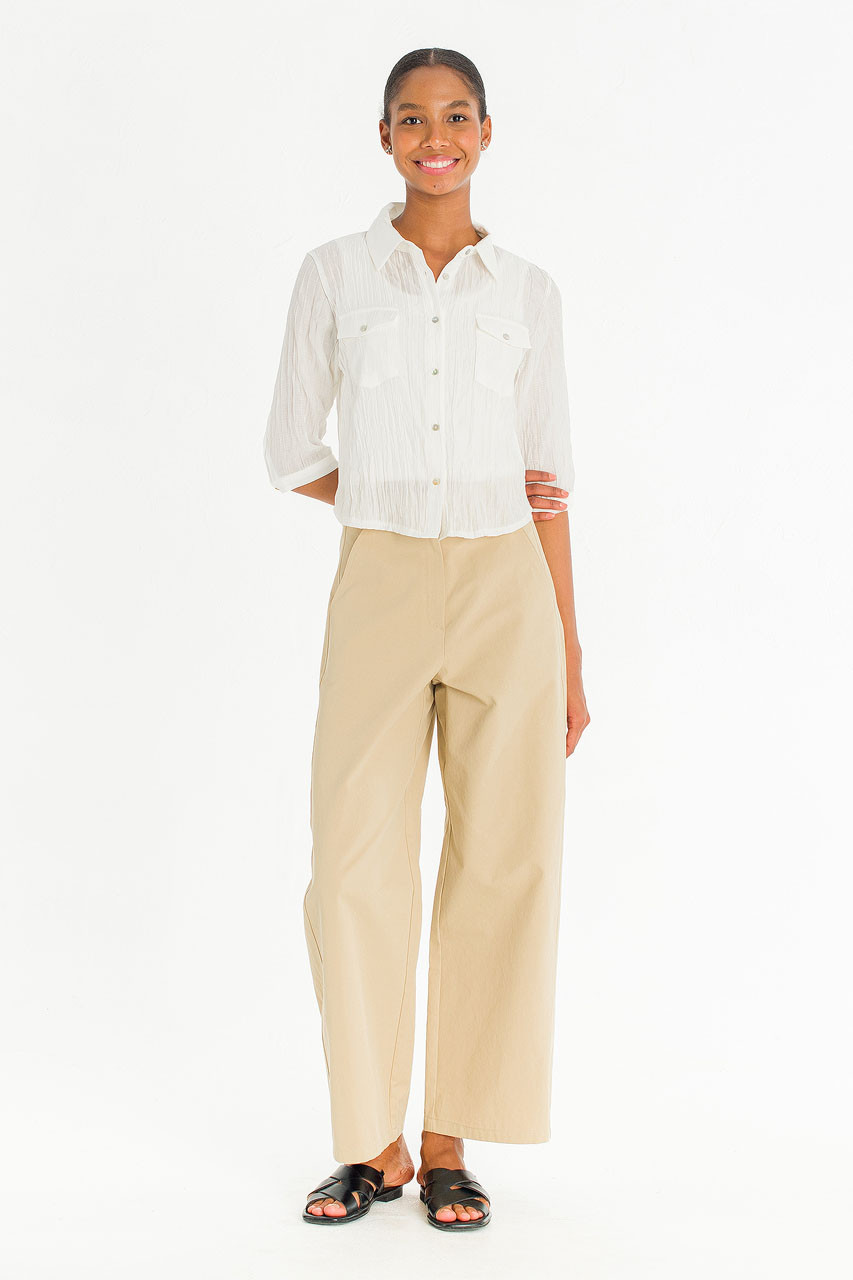 Sleek Crop Shirt, Ivory
