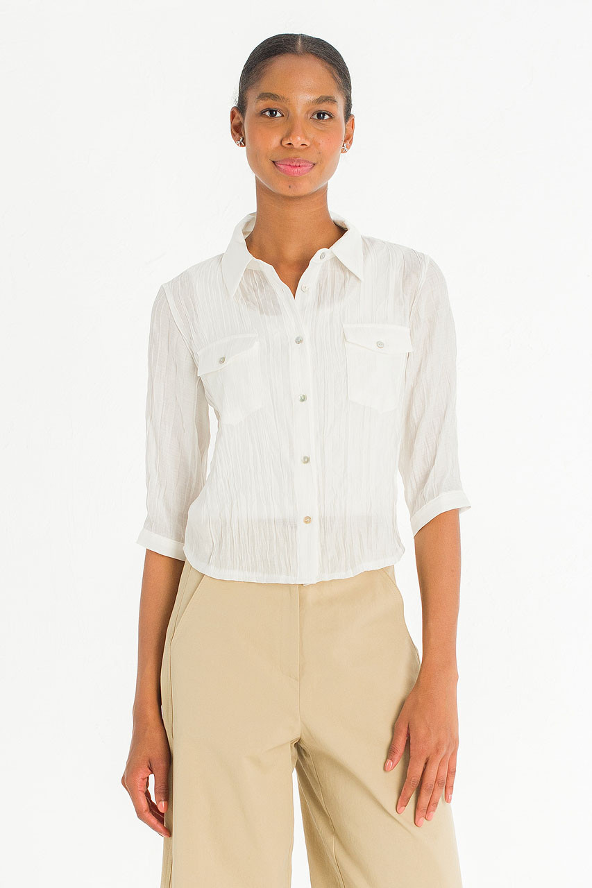 Sleek Crop Shirt, Ivory