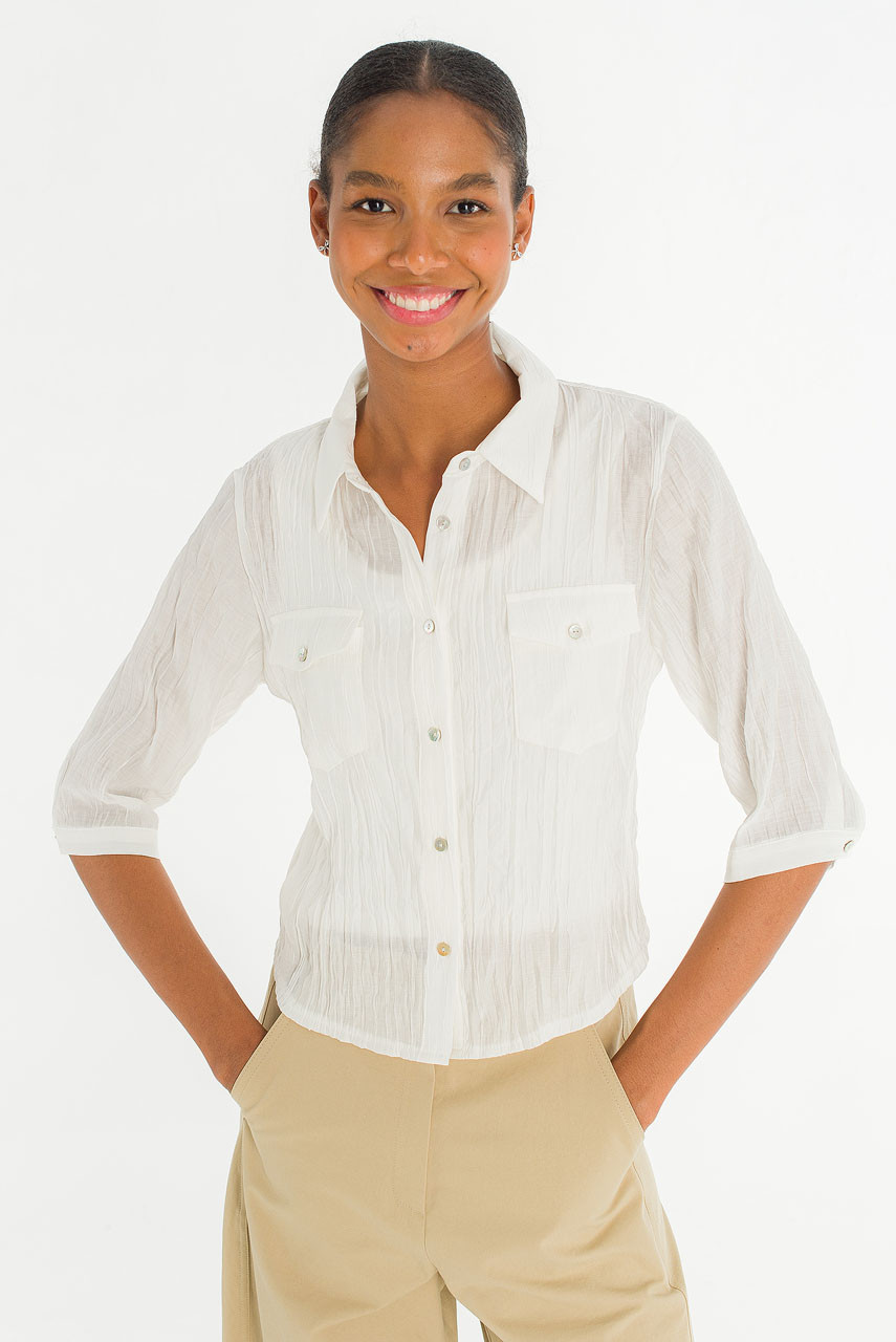 Sleek Crop Shirt, Ivory