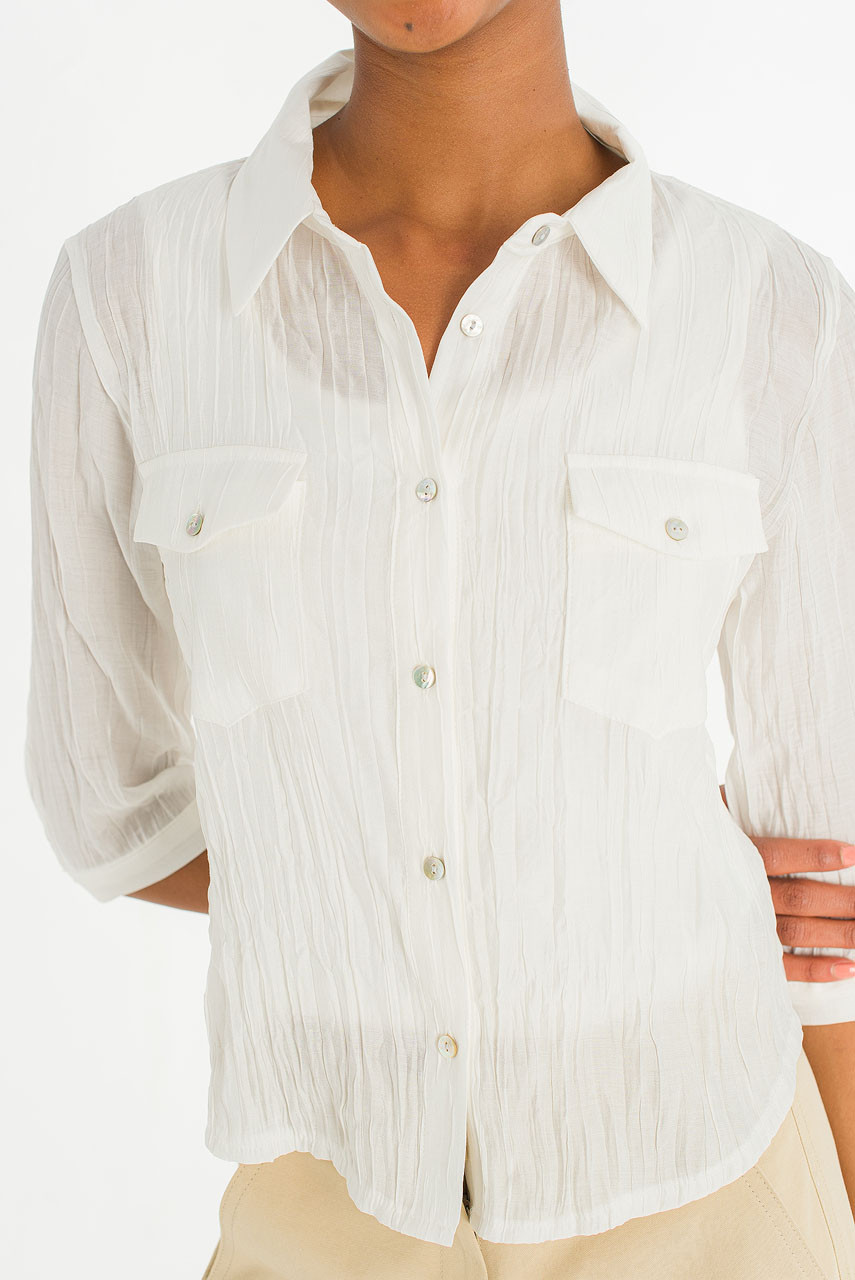 Sleek Crop Shirt, Ivory