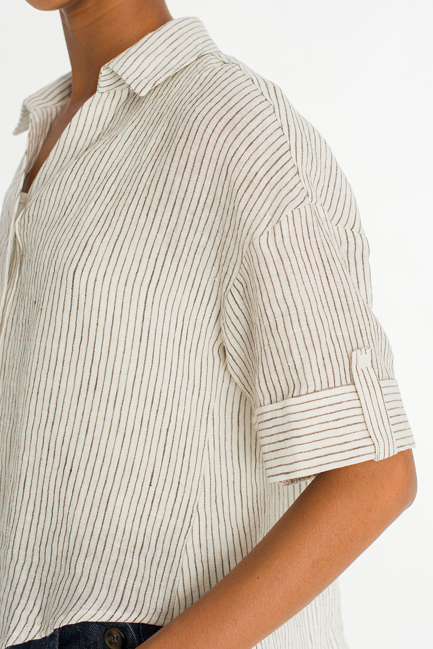 Hei Stripe Crop Shirt, Ivory