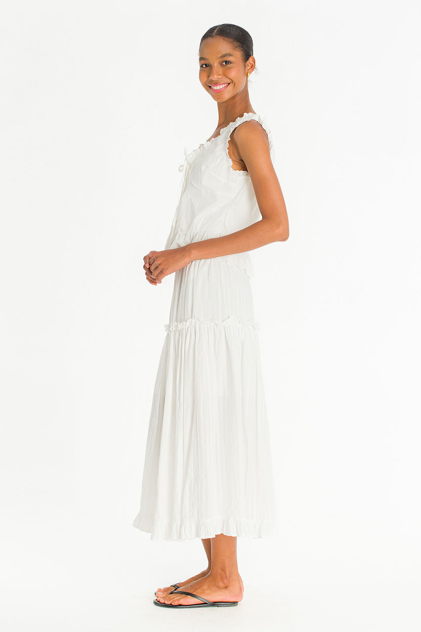 Lace Detail Cotton Skirt, Ivory