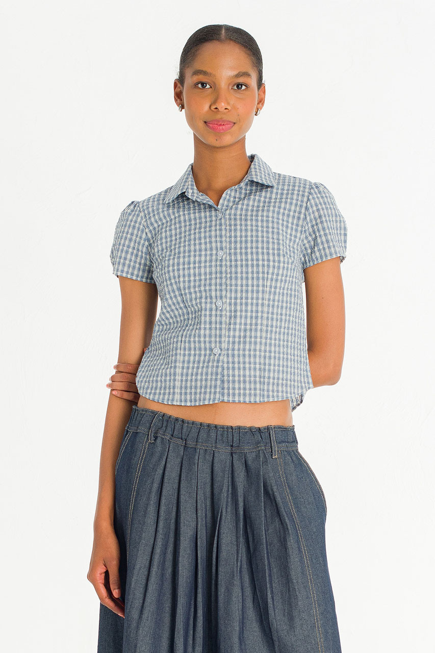 Soda Crop Blouse, Blue
