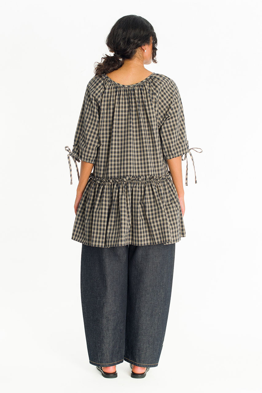 Day Check Dress, Navy