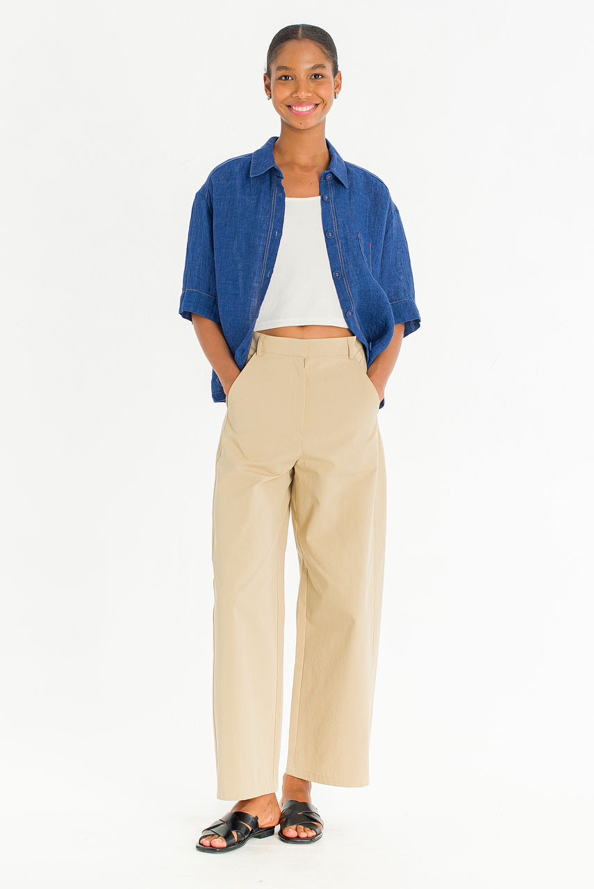 Arira Short Sleeve Linen Shirt , Blue