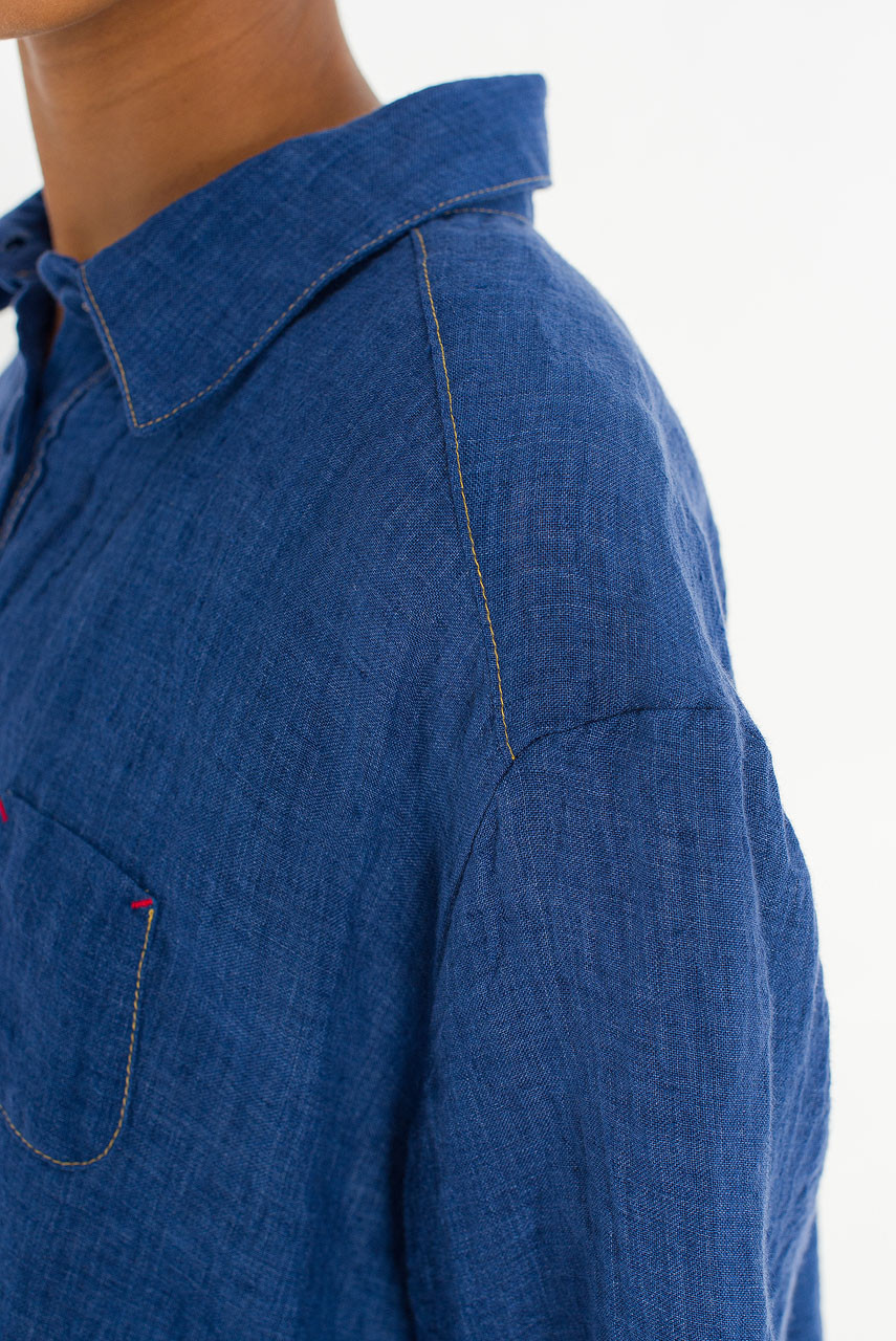Arira Short Sleeve Linen Shirt , Blue