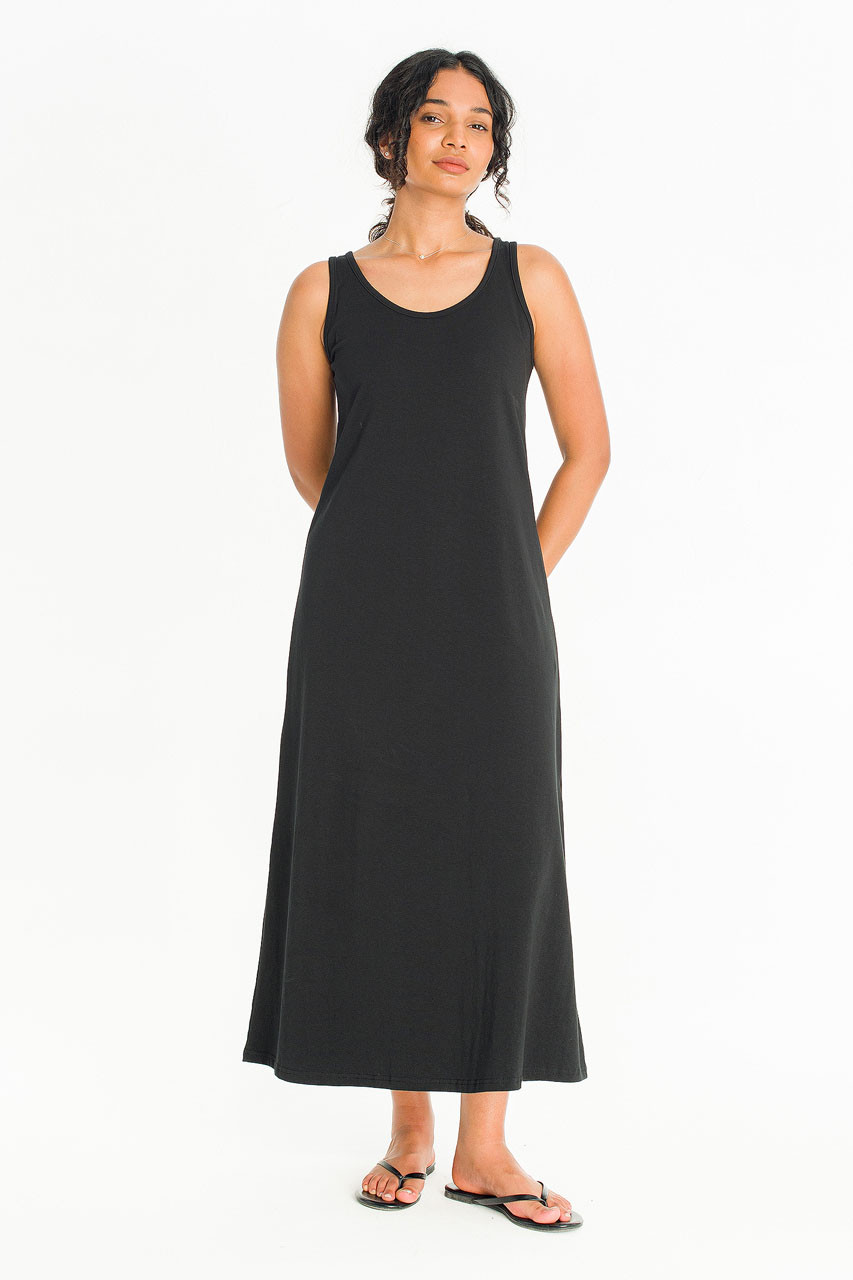 Rosy U Neck Sleeveless Dress, Black