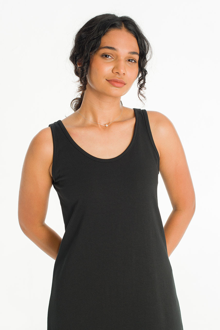 Rosy U Neck Sleeveless Dress, Black