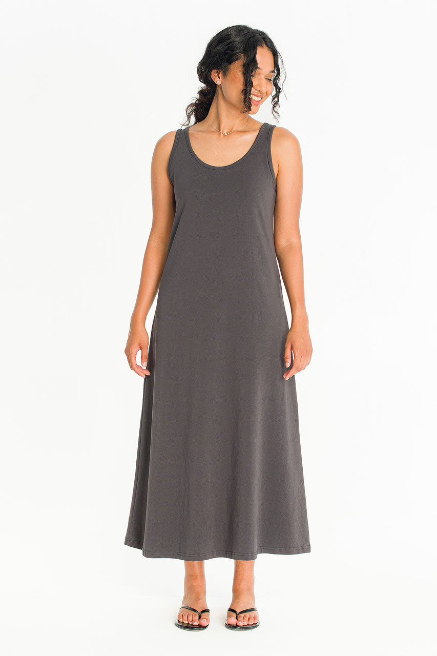 Rosy U Neck Sleeveless Dress, Charcoal