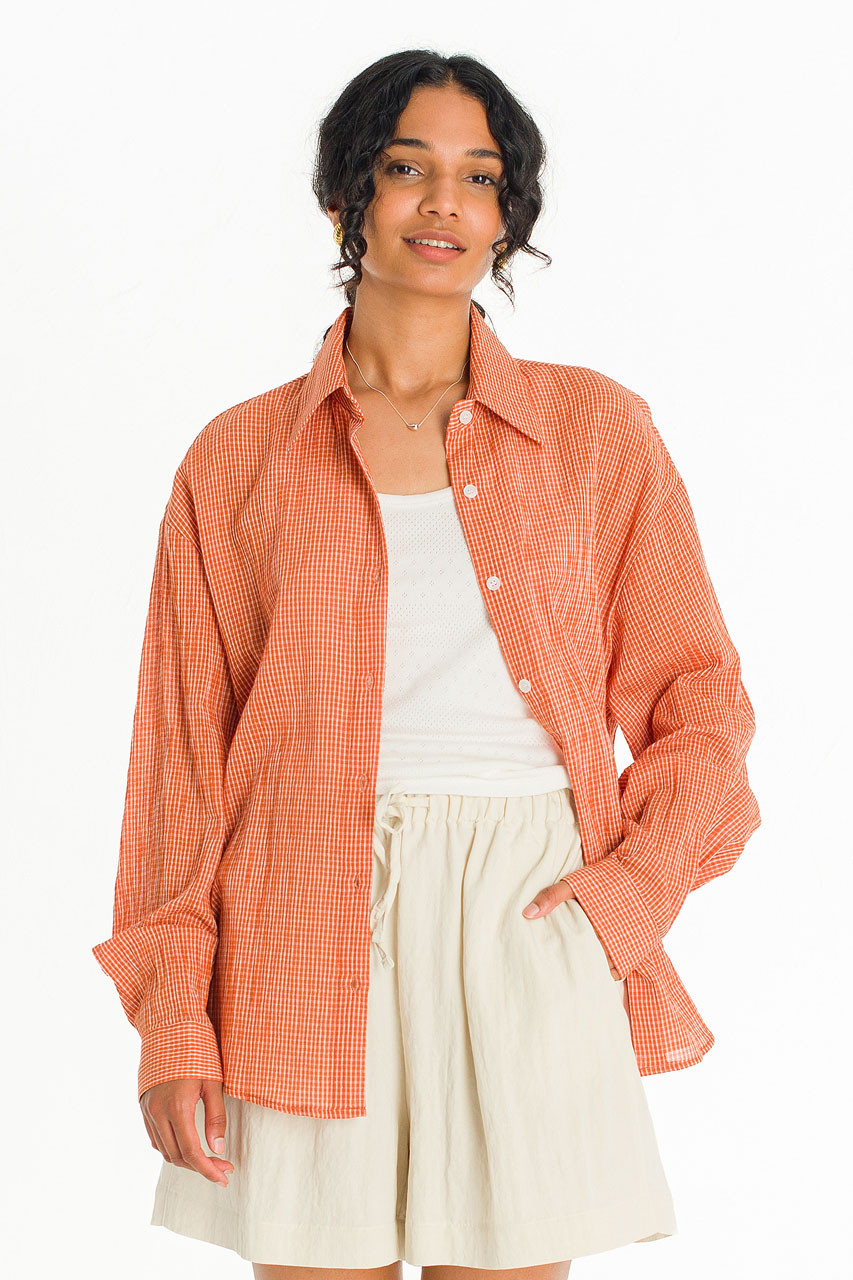 Haku Over Check Shirt, Orange