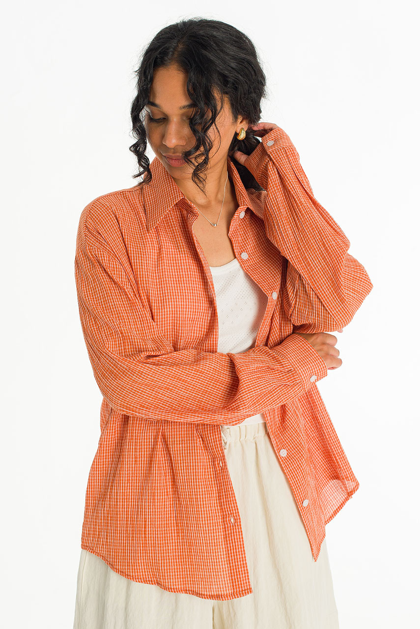 Haku Over Check Shirt, Orange