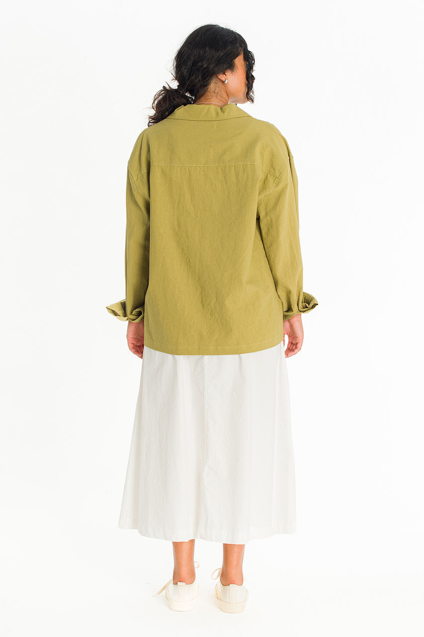 Akari Pintuck Linen Blend Jacket , Olive