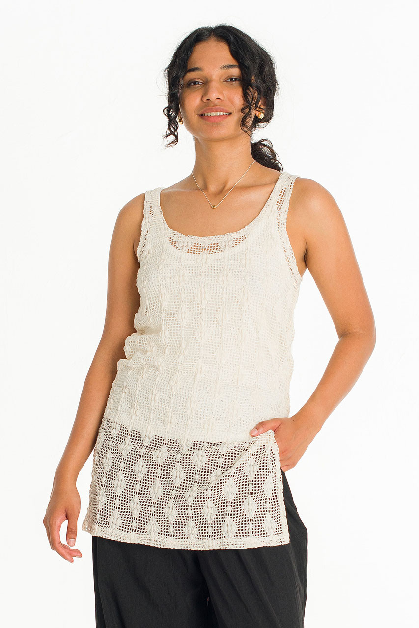 Betty Crochet Tunic, Beige