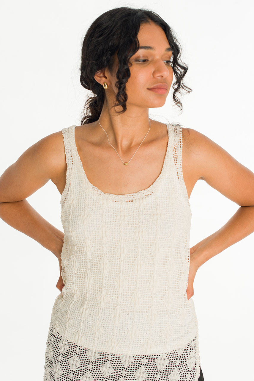Betty Crochet Tunic, Beige