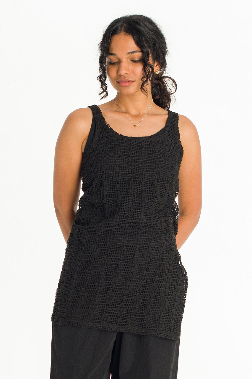 Betty Crochet Tunic, Black