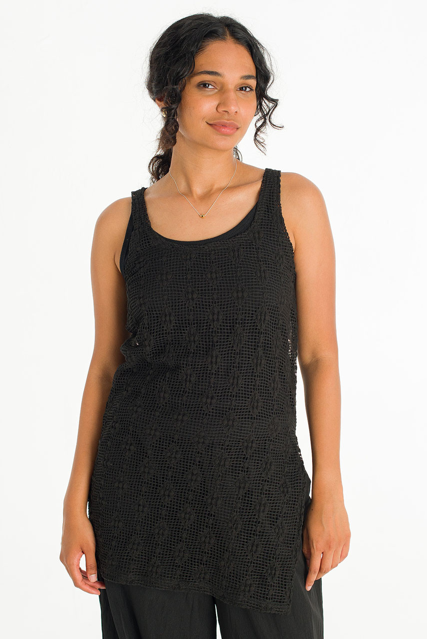 Betty Crochet Tunic, Black