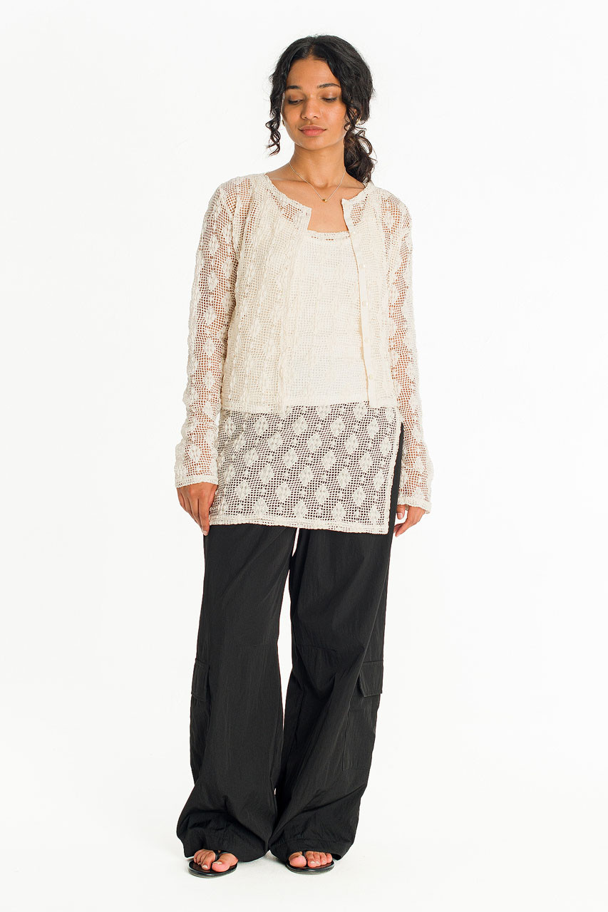 Betty Crochet Cardigan, Beige