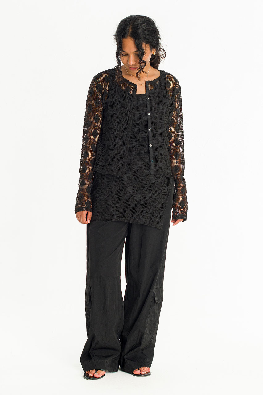 Betty Crochet Cardigan, Black