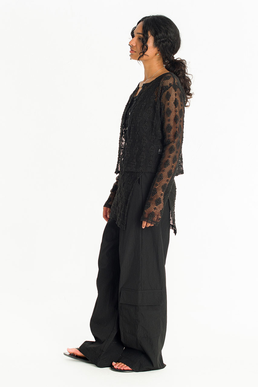 Betty Crochet Cardigan, Black