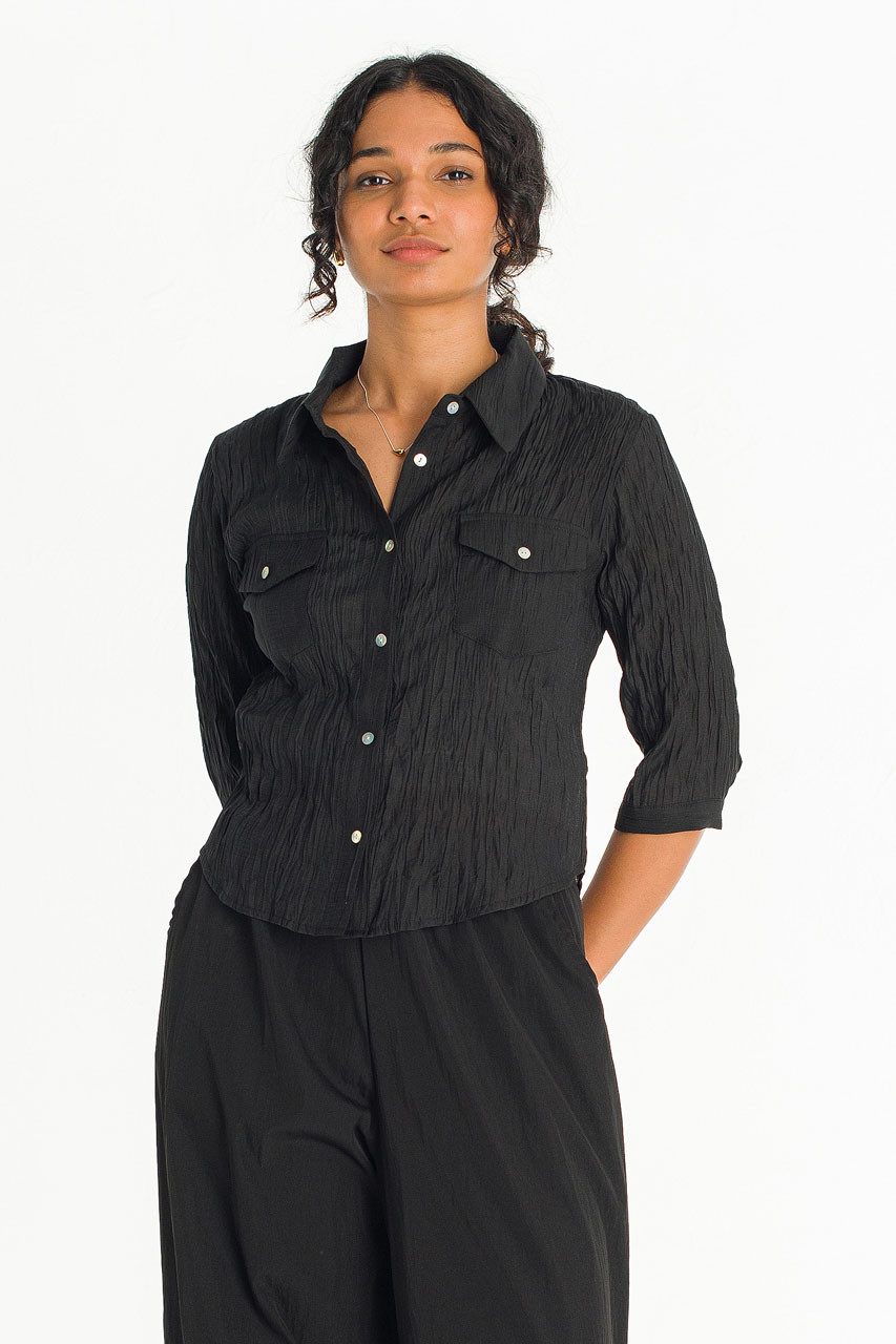 Sleek Crop Shirt, Black