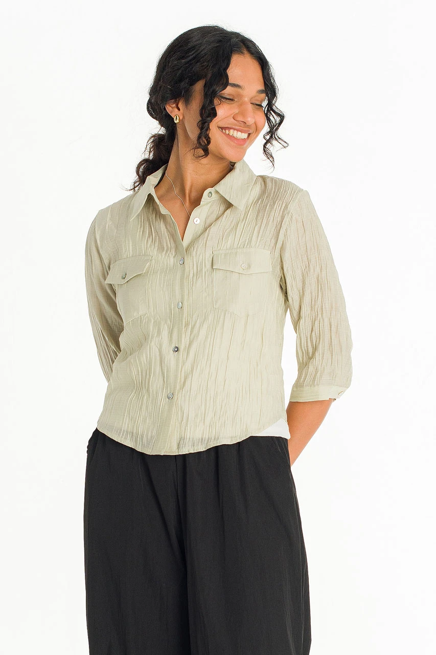 Sleek Crop Shirt, Olive