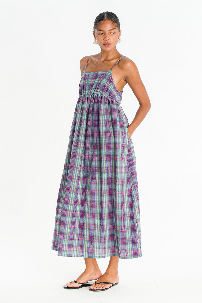 Soi Check Slip Dress, Purple