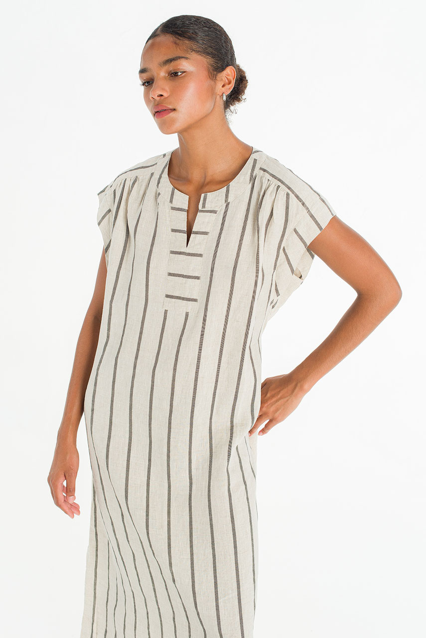 Soi Boxy Stripe Dress, Beige