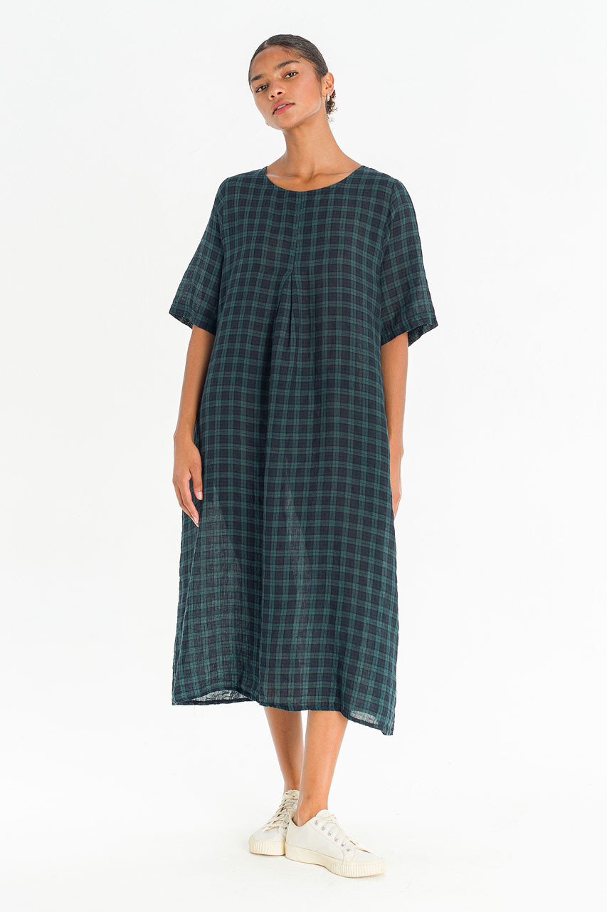 Forest Linen Check Dress, Small Check