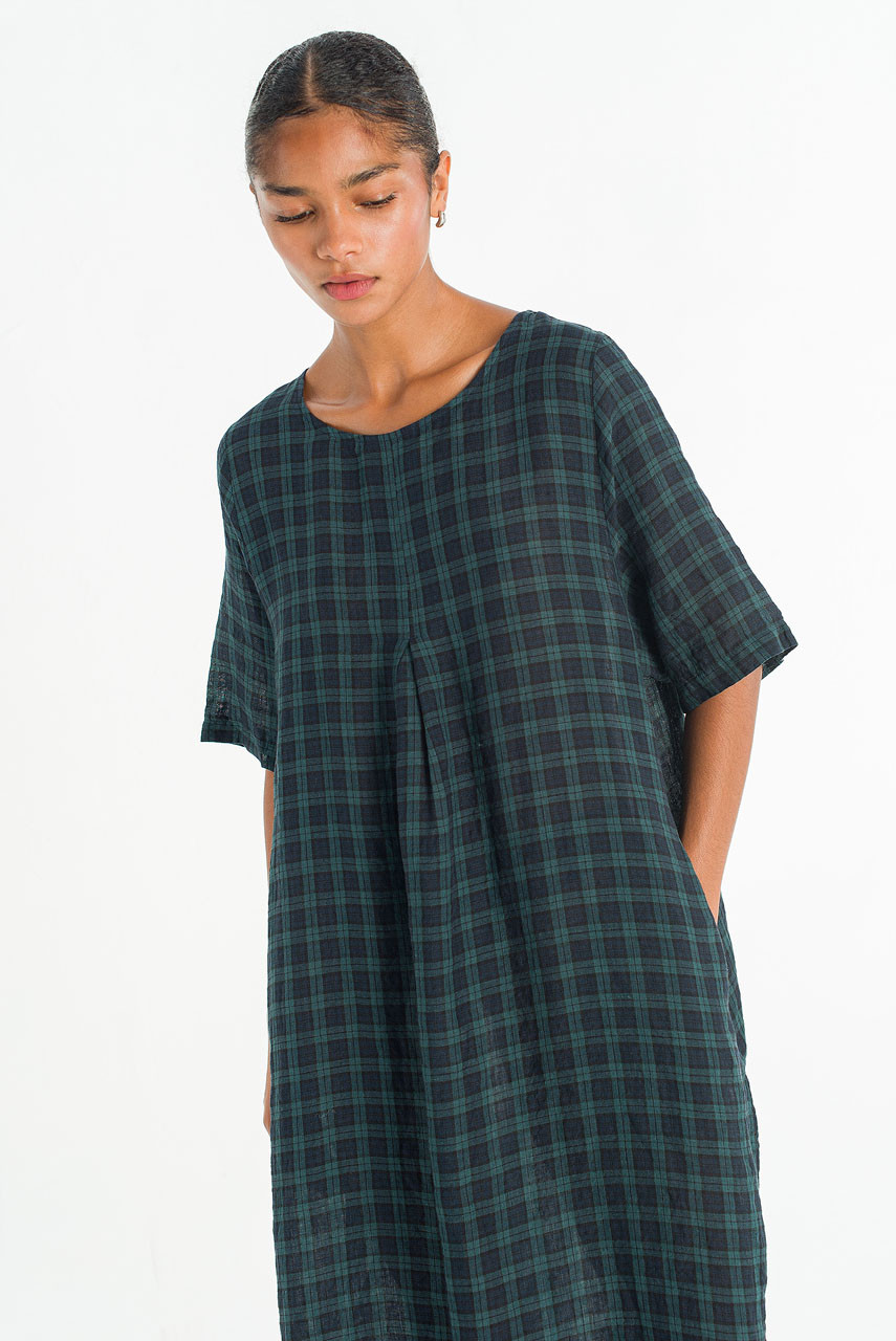Forest Linen Check Dress, Small Check