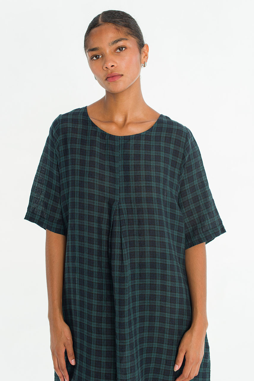 Forest Linen Check Dress, Small Check
