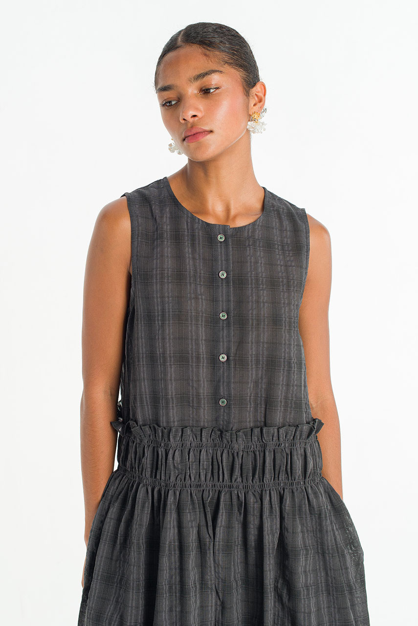 May Frill Waist Dress, Black