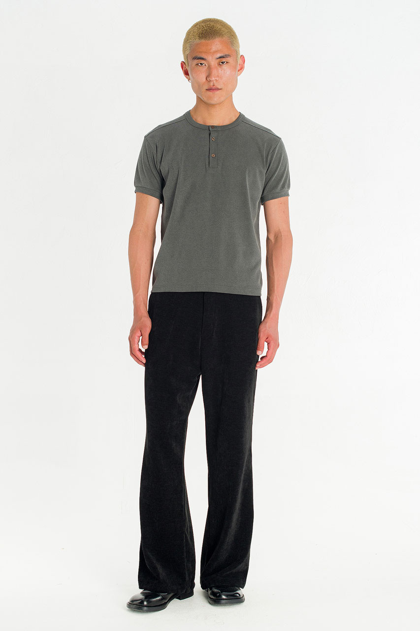 Menswear | Pigment Henley Tee, Charcoal