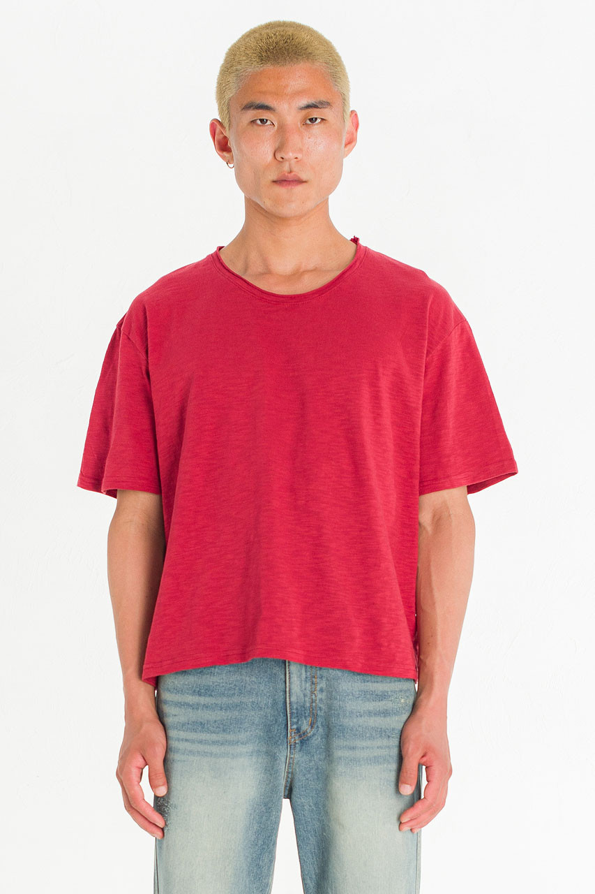 Menswear | Cropped Slub Tee, Red