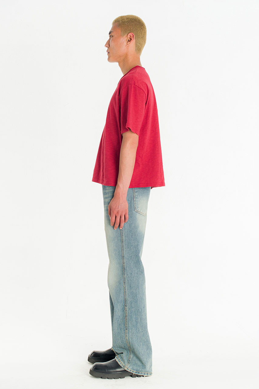 Menswear | Cropped Slub Tee, Red