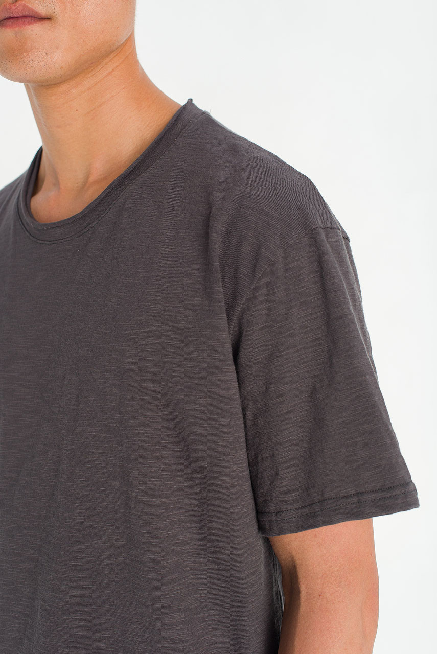 Menswear | Cropped Slub Tee, Charcoal