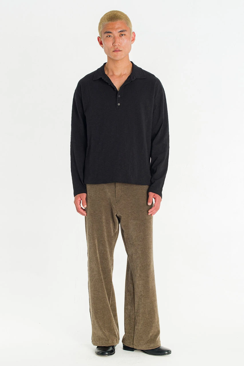 Menswear | Slub Polo Tee, Black