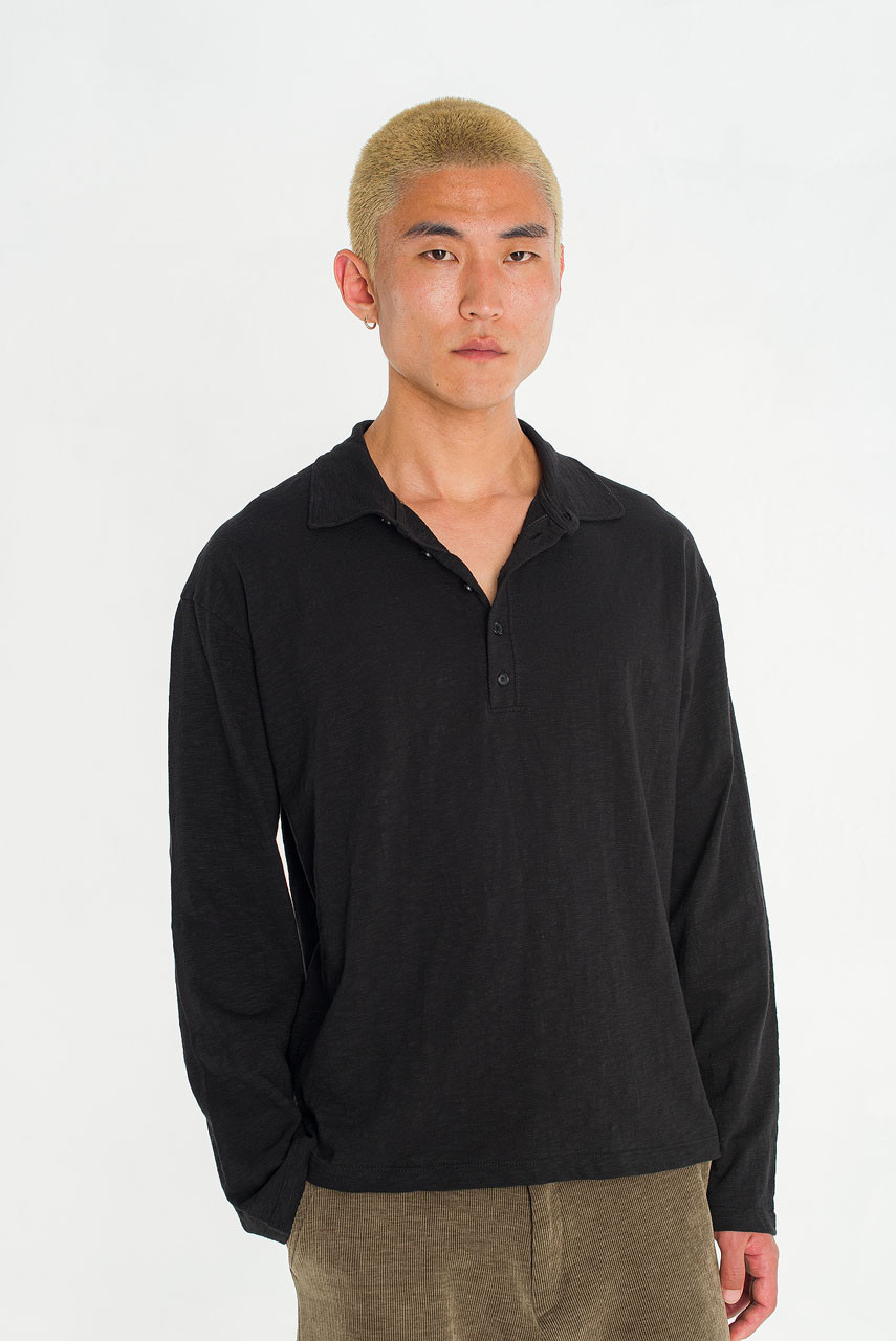Menswear | Slub Polo Tee, Black