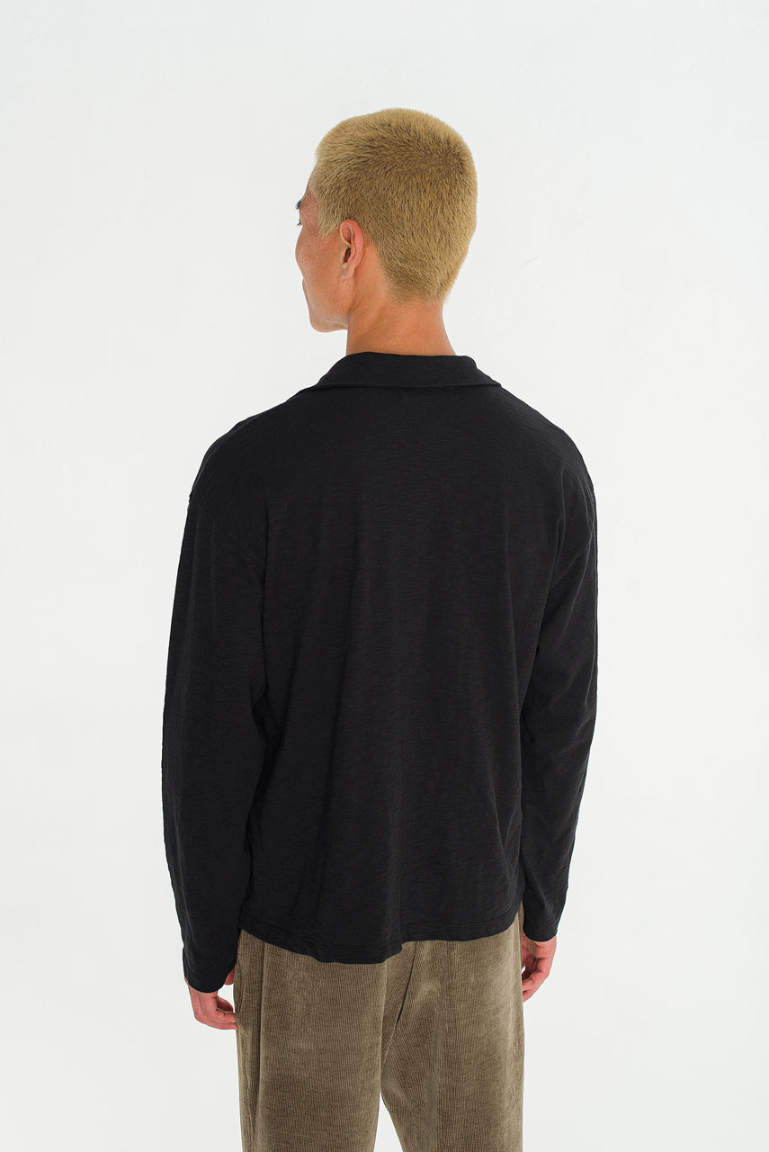 Menswear | Slub Polo Tee, Black